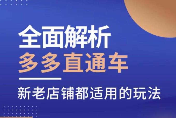 全面解析多多直通车，​新老店铺都适用的玩法-最全资源库