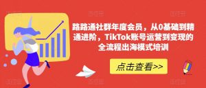 路路通社群年度会员，从0基础到精通进阶，TikTok账号运营到变现的全流程出海模式培训-最全资源库