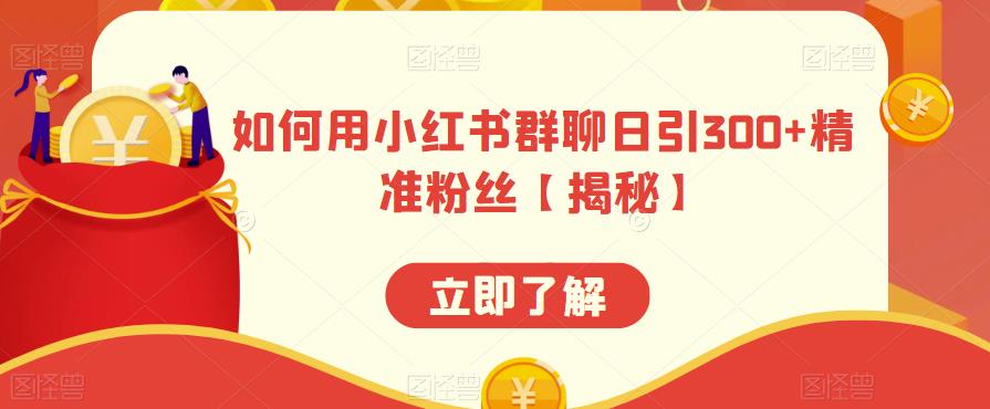 如何用小红书群聊日引300+精准粉丝【揭秘】-最全资源库