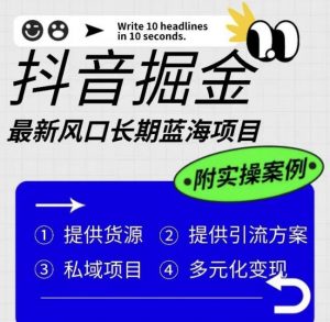 抖音掘金最新风口，长期蓝海项目，日入无上限（附实操案例）【揭秘】-最全资源库
