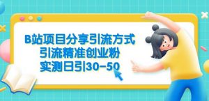 B站项目分享引流方式，引流精准创业粉，实测日引30-50【揭秘】-最全资源库