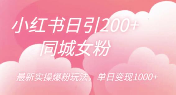 小红书日引200+同城女粉，最新实操爆粉玩法，单日变现1000+【揭秘】-最全资源库