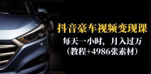 抖音豪车视频变现分享课：每天一小时，月入过万（教程+4986张素材）-最全资源库
