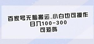 百家号无脑搬运，小白也可操作，日入100-300，可矩阵【仅揭秘】-最全资源库
