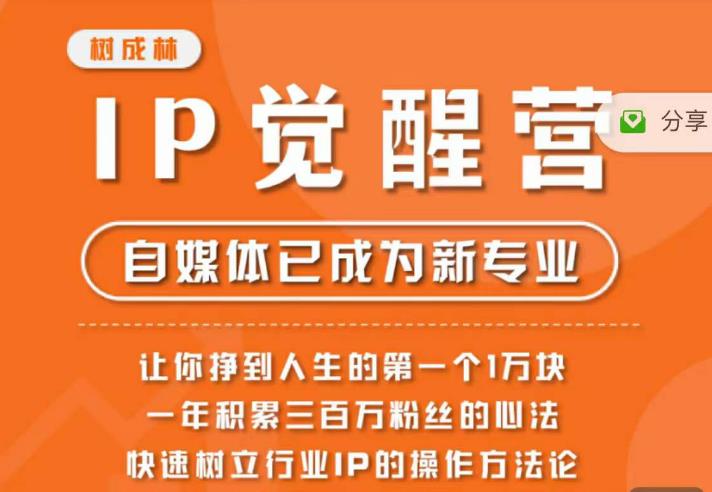 树成林·IP觉醒营，快速树立行业IP的操作方法论，让你赚到人生的第一个1万块（更新）-最全资源库