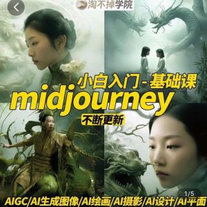 淘不掉学院·midjourney小白入门基础，​AI摄影+AI设计+AI绘画-AIGC作图-最全资源库