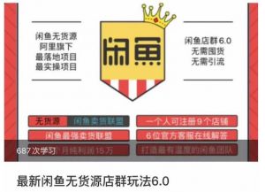 闲鱼无货源店群玩法6.0，无需囤货，无需引流，两个月盈利18W的核心秘籍，所有细节一清二楚-最全资源库