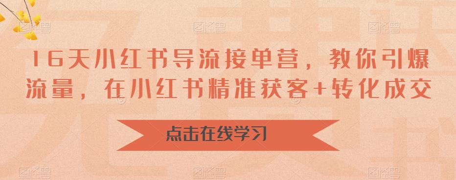 16天小红书导流接单营，教你引爆流量，在小红书精准获客+转化成交-最全资源库