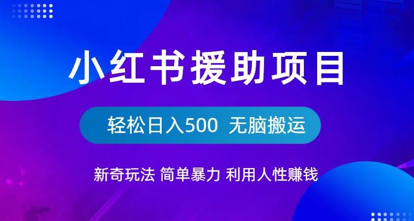 小红书援助项目新奇玩法,简单暴力,无脑搬运轻松日入500【揭秘】-最全资源库