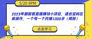 2023年最新看直播赚钱小项目，适合宝妈在家操作，一个号一个月赚1000多（揭秘）-最全资源库