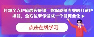 蟹老板·打爆个人IP底层实操课，教你成熟专业的打造IP技能，全方位带你做成一个能商业化IP-最全资源库