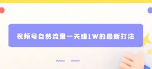 视频号自然流量一天赚1W的最新打法，基本0投资【揭秘】-最全资源库