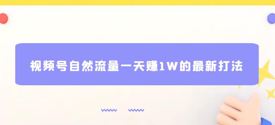 视频号自然流量一天赚1W的最新打法,基本0投资【揭秘】-最全资源库