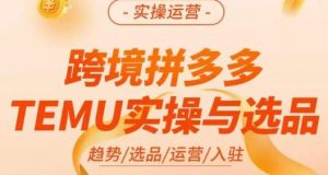 伍跃·跨境拼多多TEMU实操与选品，​趋势/选品/运营/入住（27节完整）-最全资源库