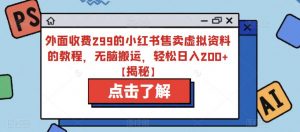 外面收费299的小红书售卖虚拟资料的教程，无脑搬运，轻松日入200+【揭秘】-最全资源库