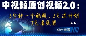 中视频原创视频2.0：3分钟一个视频，2天过计划，7天看效果【揭秘】-最全资源库