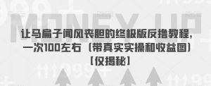 让马扁子闻风丧胆的终极版反撸教程，一次100左右（带真实实操和收益图）【仅揭秘】-最全资源库