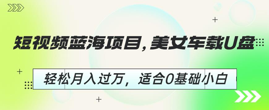 短视频蓝海项目，美女车载U盘，轻松月入过万，适合0基础小白【揭秘】-最全资源库