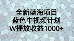 全新蓝海项目，蓝色中视频计划，1W播放量1000+【揭秘】-最全资源库