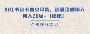 小红书色卡图文带货，流量引爆单人月入20W+【揭秘】-最全资源库