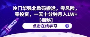 冷门华强北数码搬运，零风险，零投资，一天十分钟月入1W+【揭秘】-最全资源库