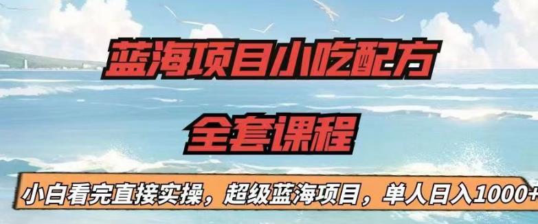 蓝海项目小吃配方全套课程，小白看完直接实操，单人日入1000+【揭秘】-最全资源库