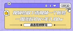 视频号做下雨视频一个账号一周涨粉10W+年入100w【揭秘】-最全资源库