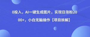 0投入，AI一键生成图片，实现日涨粉2000+，小白无脑操作【项目拆解】-最全资源库