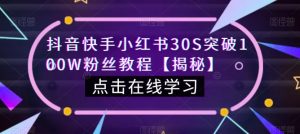 抖音快手小红书30S突破100W粉丝教程【揭秘】-最全资源库
