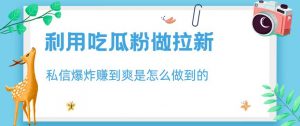 利用吃瓜粉做拉新，私信爆炸日入1000+赚到爽是怎么做到的【揭秘】-最全资源库