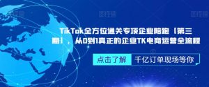 ‎TikTok全方位通关专项企业陪跑【第三期】，从0到1真正的企业TK电商运营全流程-最全资源库