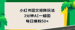 小红书图文矩阵玩法，3分钟AI一组图，每日爆粉50+【揭秘】-最全资源库