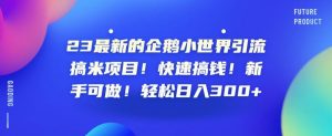 23最新的企鹅小世界引流搞米项目！快速搞钱！新手可做！轻松日入300+【揭秘】-最全资源库