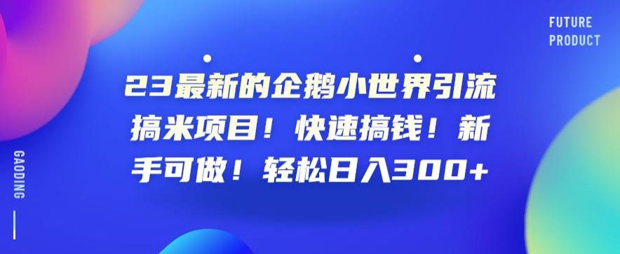 23最新的企鹅小世界引流搞米项目！快速搞钱！新手可做！轻松日入300+【揭秘】-最全资源库