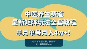 暴利赛道中医养生赛道最新矩阵玩法，单月单号月入4w+！【揭秘】-最全资源库