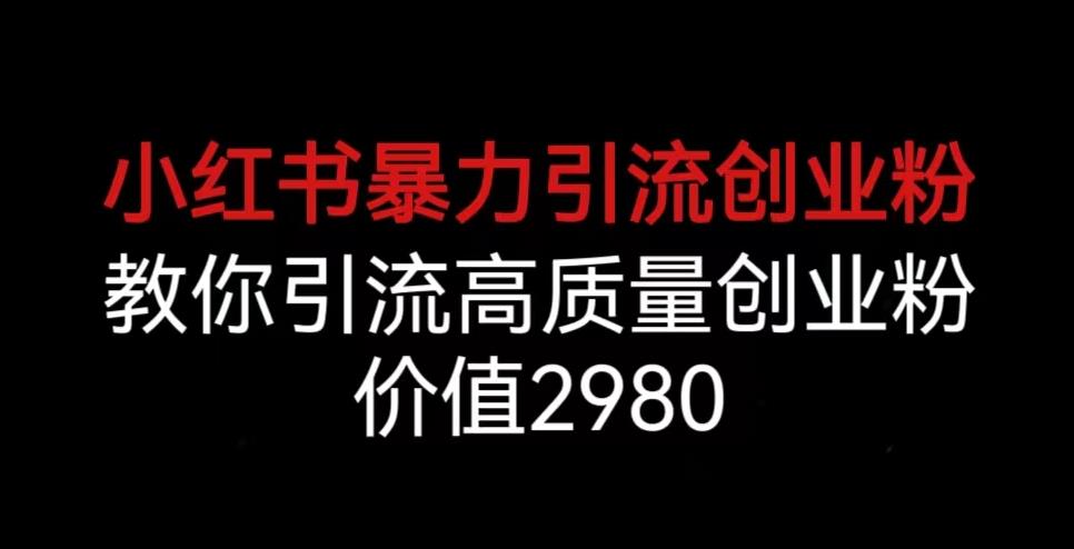 小红书暴力引流创业粉，教你引流高质量创业粉，价值2980【揭秘】-最全资源库