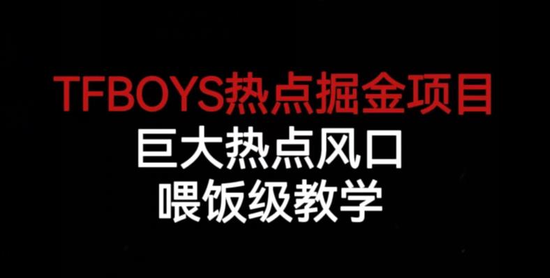 TFBOYS热点掘金项目，巨大热点风口，喂饭级教学-最全资源库
