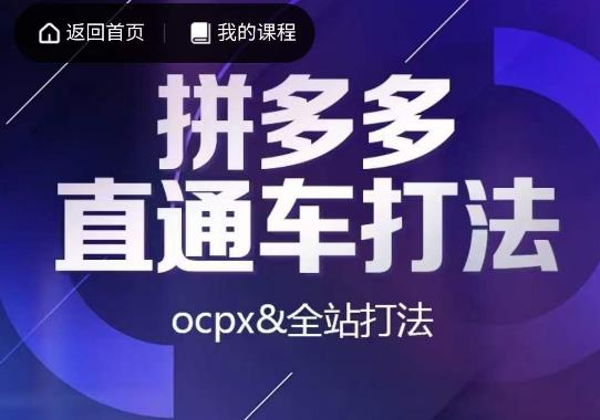 互力·拼多多直通车打法，ocpx&全站打法-最全资源库