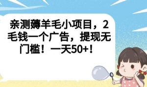 亲测薅羊毛小项目，2毛钱一个广告，提现无门槛！一天50+【揭秘】-最全资源库