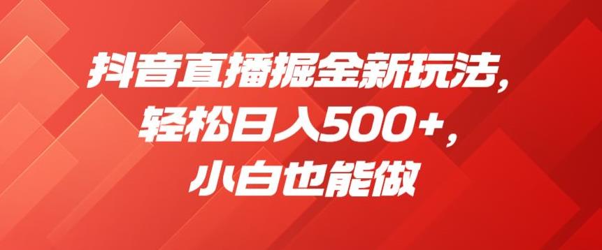 抖音直播掘金新玩法，轻松日入500+，小白也能做【揭秘】-最全资源库