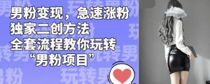 男粉变现，急速涨粉独家二创方法，全套流程教你玩转“男粉项目”【揭秘】-最全资源库
