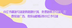 小红书精准引流矩阵陪跑计划，免费矩阵式引流，付费投流广告，教你从0到1玩转小红书引流-最全资源库