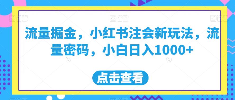 流量掘金,小红书注会新玩法,流量密码,小白日入1000+【揭秘】-最全资源库