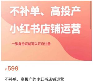不补单、高投产的小红书店铺运营，一张身份证就可以开店注册-最全资源库