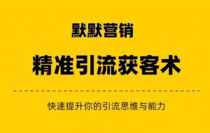 默默营销·精准引流+私域营销+逆袭赚钱（三件套）快速提升你的赚钱认知与营销思维-最全资源库