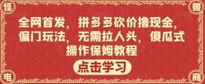 全网首发，拼多多砍价撸现金，偏门玩法，无需拉人头，傻瓜式操作保姆教程【揭秘】-最全资源库