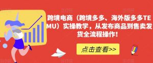 跨境电商（跨境多多、海外版多多TEMU）实操教学，从发布商品到售卖发货全流程操作！-最全资源库