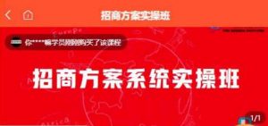 【一度招商】招商方案系统实操班 价值1980元-最全资源库