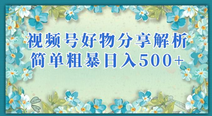 视频号好物分享解析，简单粗暴可以批量方大的项目【揭秘】-最全资源库