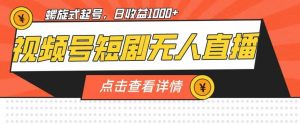 视频号短剧无人直播，螺旋起号，单号日收益1000+【揭秘】-最全资源库